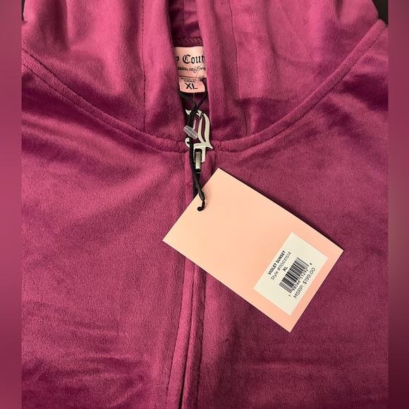 NWT Juicy Couture Velour violet pink Suit sweatsuit set pants x-large hoodie xl - Picture 3 of 3